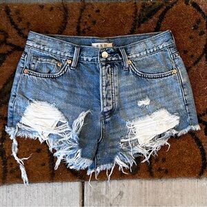 We The Free Mid-Rise Medium Wash Distressed Denim Shorts, Women’s Size 26